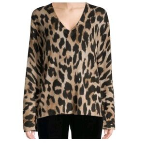 NWT Rebel Raven leopard print fuzzy vneck sweater